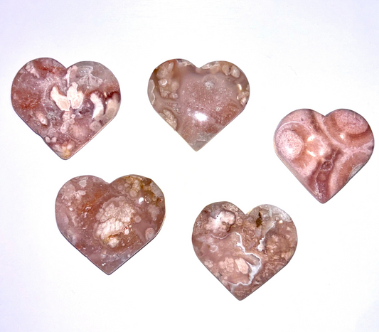 Flower Agate Pink Amethyst Heart